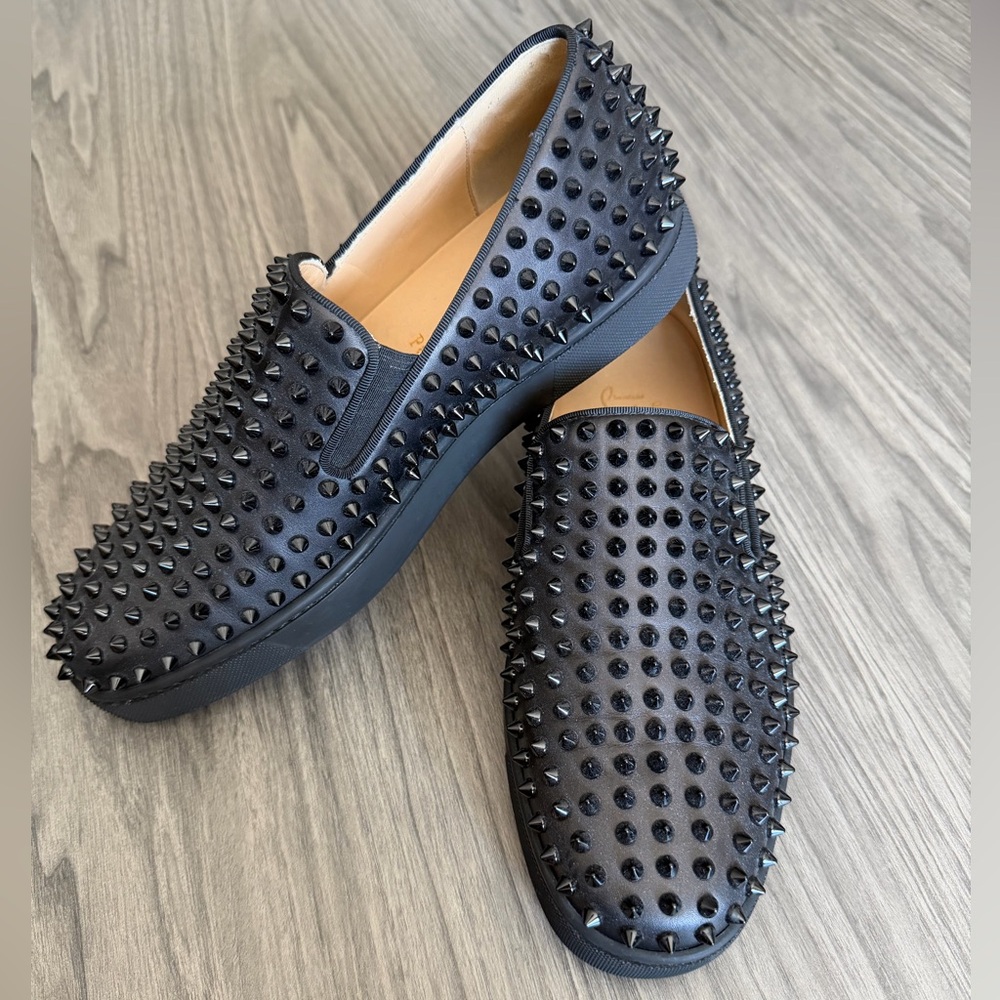 Black Studded Men's Loafers